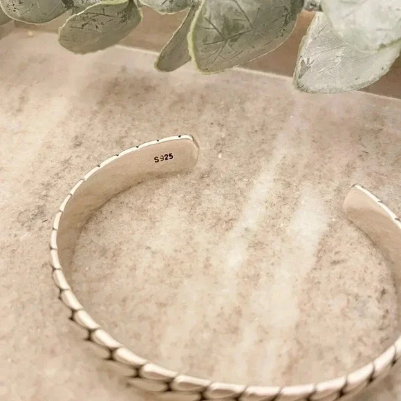 925 Sterling Silver Cuff Bracelet Silver Bangle Chunky Open Cuff Bracelet - Picture 3 of 6